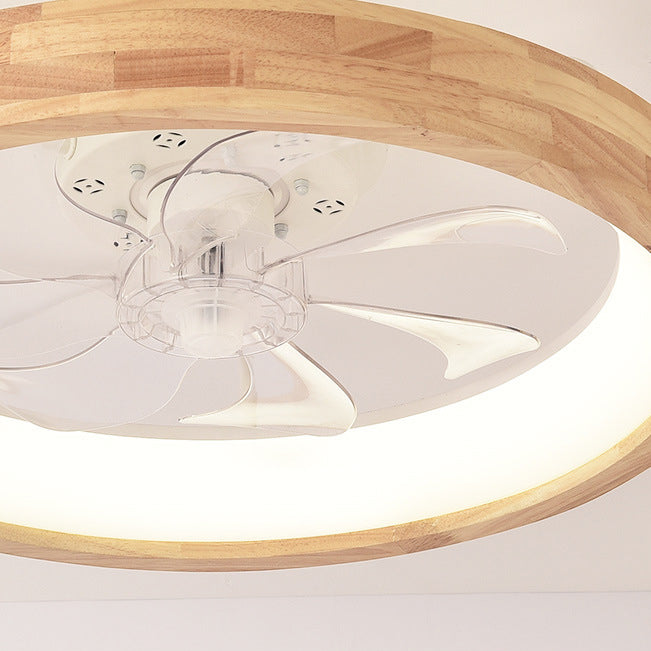 Japanischer Holz-Deckenventilator mit Licht bündig montiert