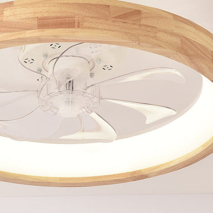 Japanischer Holz-Deckenventilator mit Licht bündig montiert