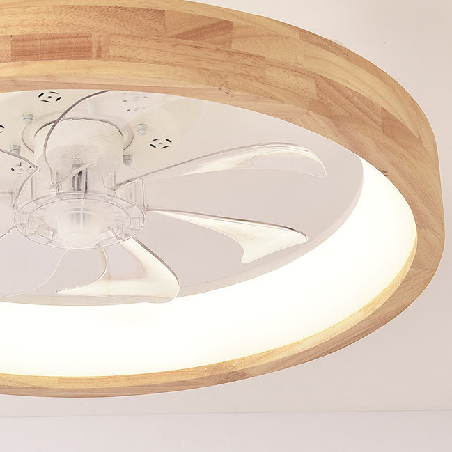 Japanischer Holz-Deckenventilator mit Licht bündig montiert