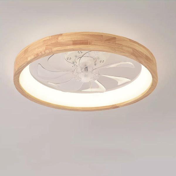 Japanischer Holz-Deckenventilator mit Licht bündig montiert