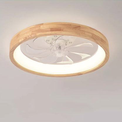 Japanischer Holz-Deckenventilator mit Licht bündig montiert
