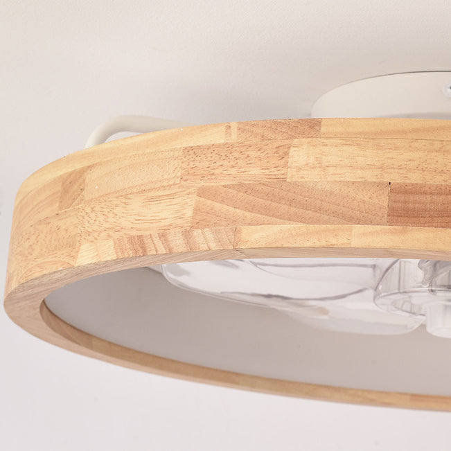 Japanischer Holz-Deckenventilator mit Licht bündig montiert