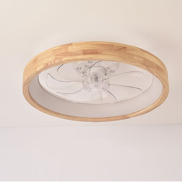 Japanischer Holz-Deckenventilator mit Licht bündig montiert