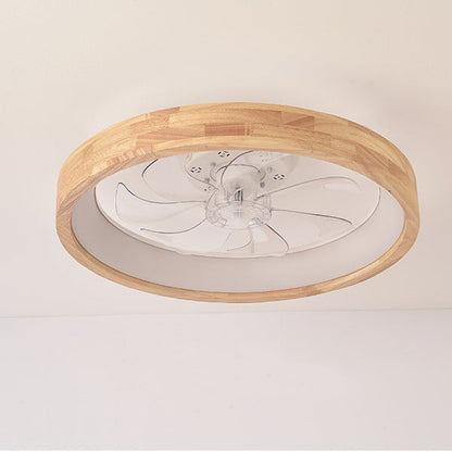 Japanischer Holz-Deckenventilator mit Licht bündig montiert