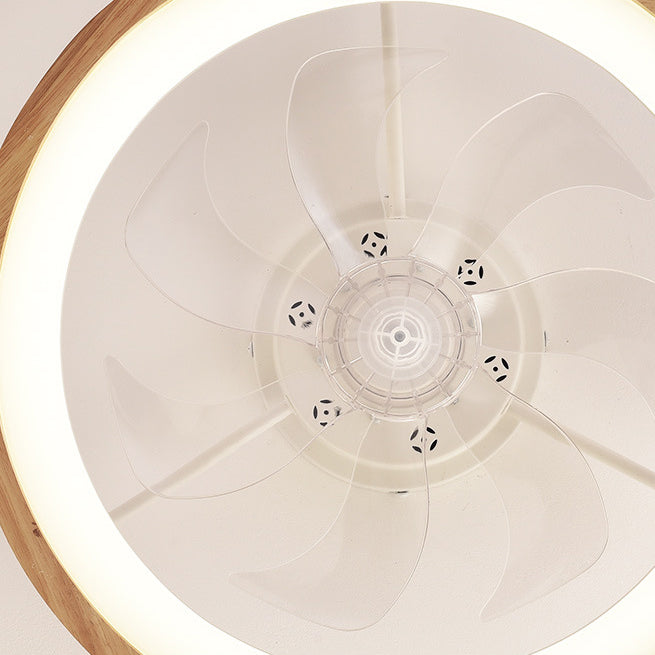 Japanischer Holz-Deckenventilator mit Licht bündig montiert