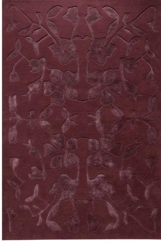 Eleganter Bordeaux-Wollteppich für das Wohnzimmer