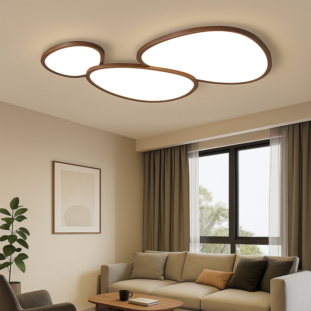 Ultraflache Deckenleuchte mit Holzoptik