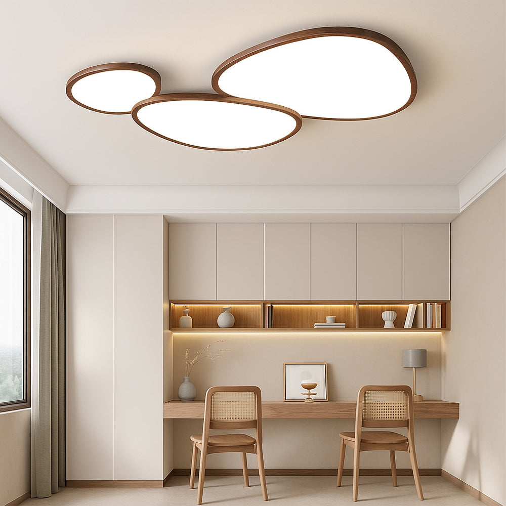 Ultraflache Deckenleuchte mit Holzoptik