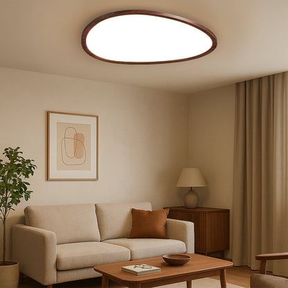 Ultraflache Deckenleuchte mit Holzoptik