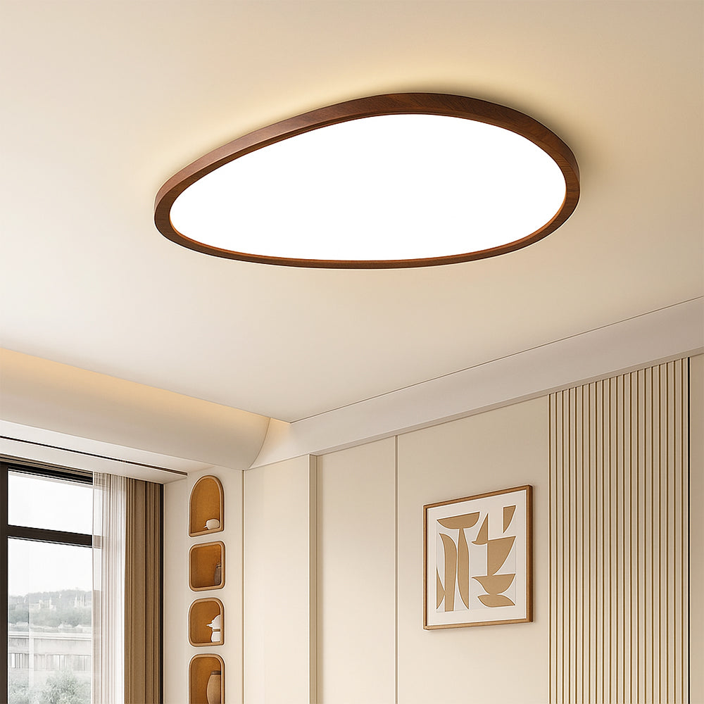 Ultraflache Deckenleuchte mit Holzoptik