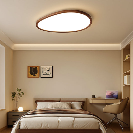 Ultraflache Deckenleuchte mit Holzoptik
