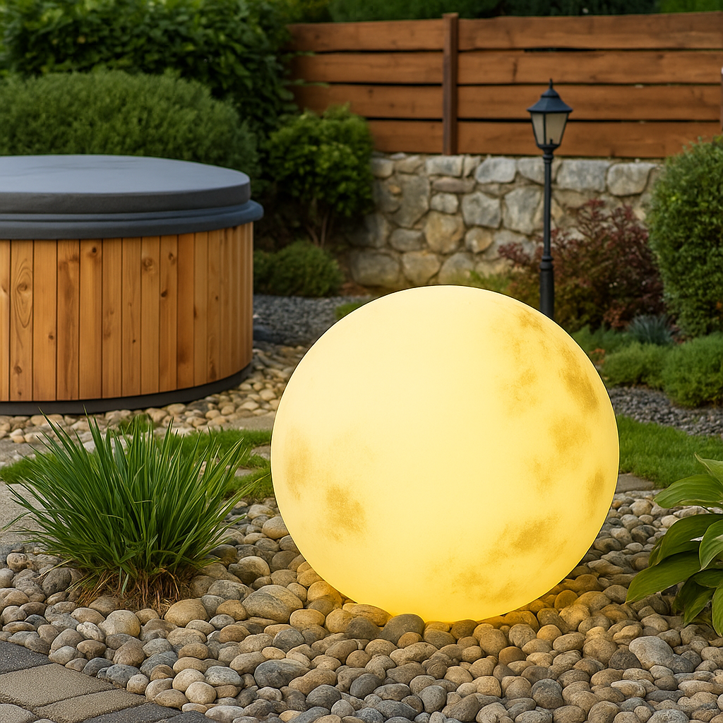 Solar-Gartenleuchte im Mond-Design
