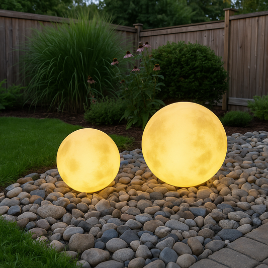 Solar-Gartenleuchte im Mond-Design