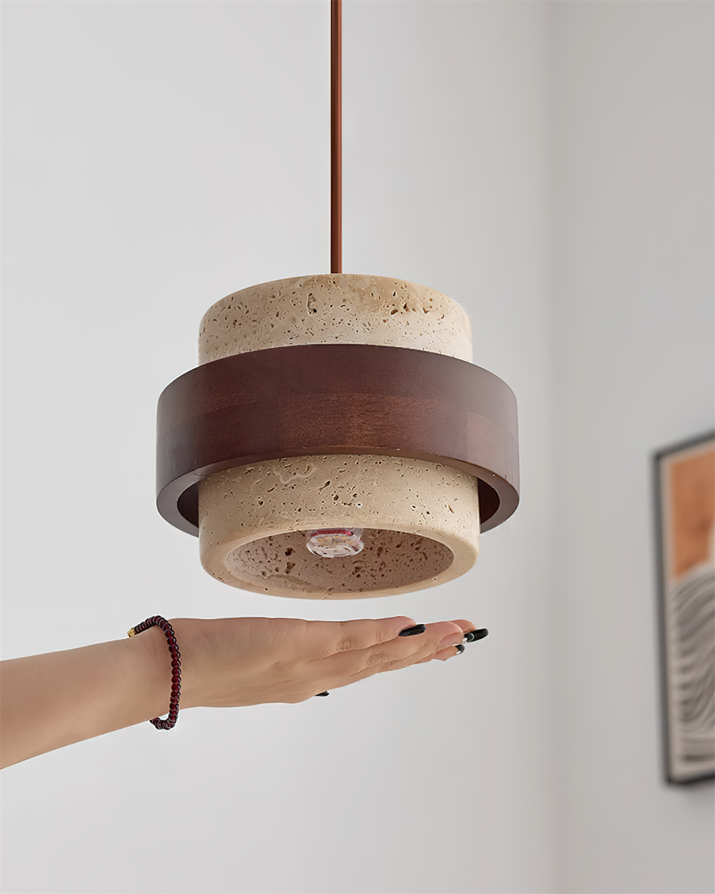 Rustikale Steinhängelampe