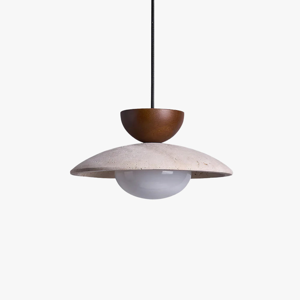 Moderne Pendelleuchte aus Travertin und Glas