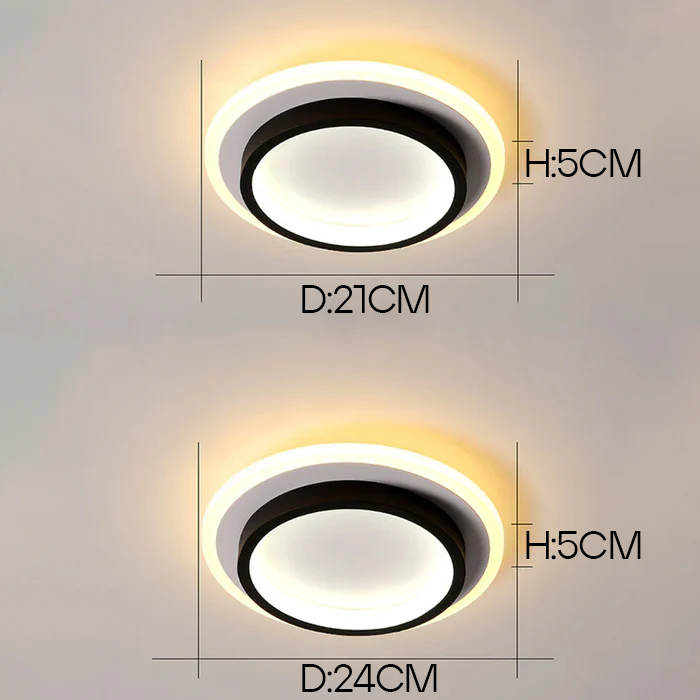 Runde Deckenleuchte aus Metall und Acryl