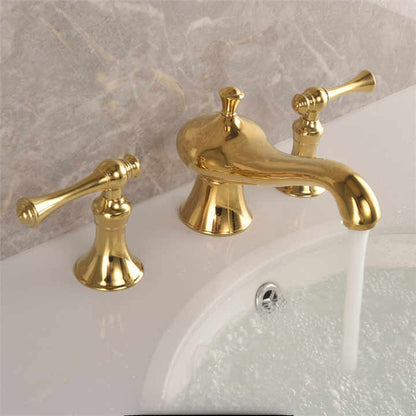 Golveran Art-déco-Waschtischarmatur mit Ausladung, poliertem Gold-Finish