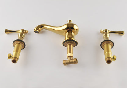 Golveran Art-déco-Waschtischarmatur mit Ausladung, poliertem Gold-Finish
