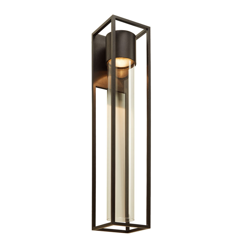 Quadratische schwarze Outdoor-LED-Wandleuchte in Sandoptik