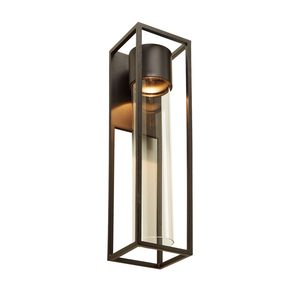 Quadratische schwarze Outdoor-LED-Wandleuchte in Sandoptik
