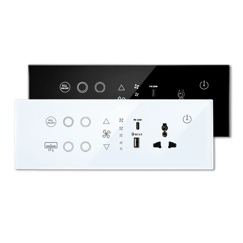 Nexora Minimalistische Smart-Steckdose aus Glas und ABS-Kunststoff