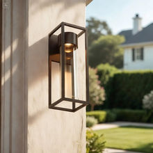 Quadratische schwarze Outdoor-LED-Wandleuchte in Sandoptik