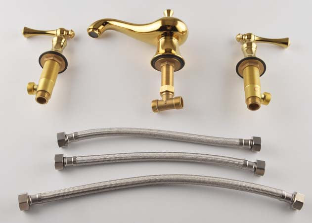 Golveran Art-déco-Waschtischarmatur mit Ausladung, poliertem Gold-Finish