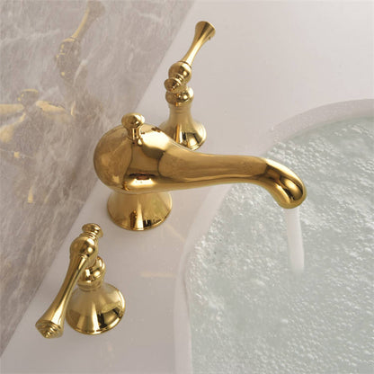 Golveran Art-déco-Waschtischarmatur mit Ausladung, poliertem Gold-Finish