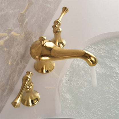 Golveran Art-déco-Waschtischarmatur mit Ausladung, poliertem Gold-Finish