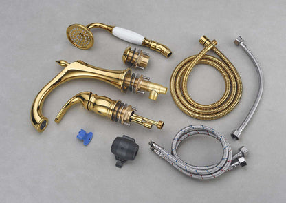 Marvistelle Art-déco-2-in-1-Waschtischarmatur- und Handbrausen-Set mit poliertem Gold-Finish