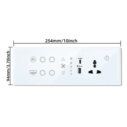 Nexora Minimalistische Smart-Steckdose aus Glas und ABS-Kunststoff