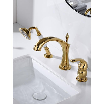 Marvistelle Art-déco-2-in-1-Waschtischarmatur- und Handbrausen-Set mit poliertem Gold-Finish