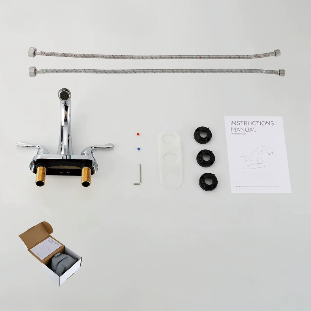 Chronavelle Zeitgemäße Centerset-Waschtischarmatur mit poliertem Chrom-Finish