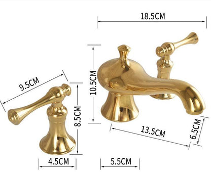 Golveran Art-déco-Waschtischarmatur mit Ausladung, poliertem Gold-Finish
