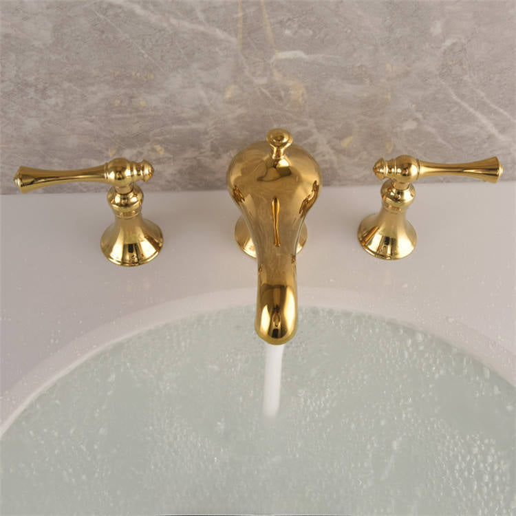 Golveran Art-déco-Waschtischarmatur mit Ausladung, poliertem Gold-Finish
