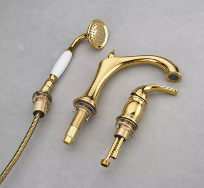 Marvistelle Art-déco-2-in-1-Waschtischarmatur- und Handbrausen-Set mit poliertem Gold-Finish