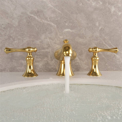 Golveran Art-déco-Waschtischarmatur mit Ausladung, poliertem Gold-Finish