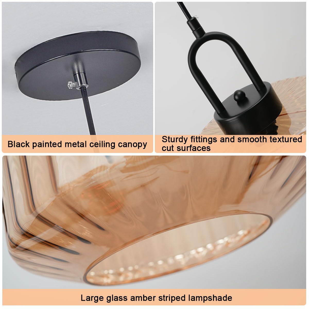 Retro gerippte Glas-Hängeleuchte