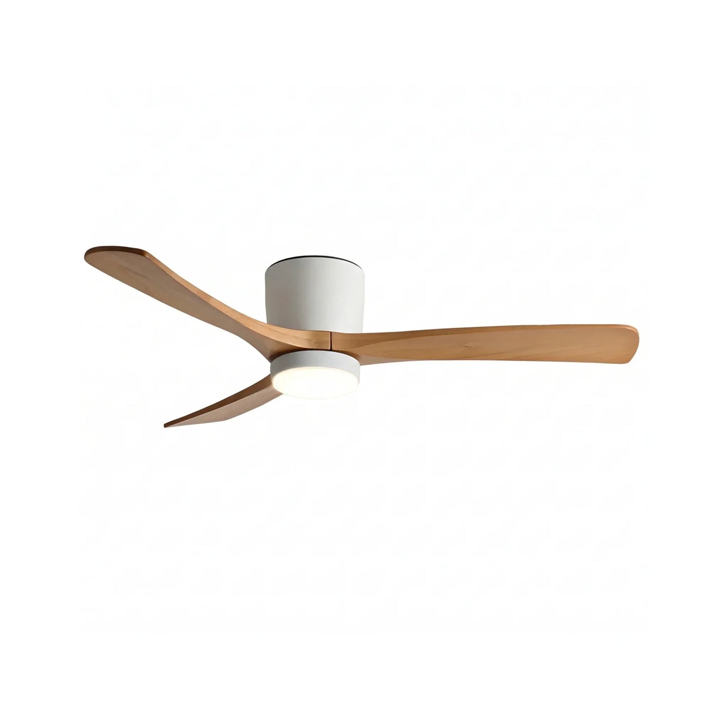 Moderner Deckenventilator mit Holzpropeller und Licht