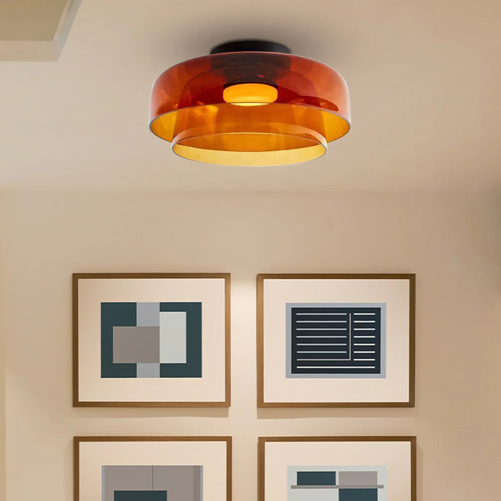 Antike Glas-Deckenleuchte des Designers