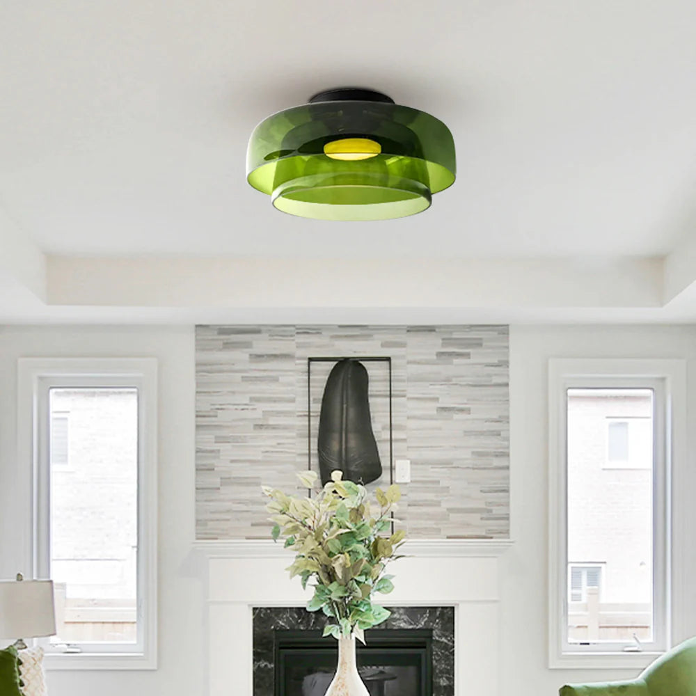 Antike Glas-Deckenleuchte des Designers