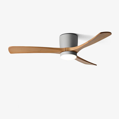 Moderner Deckenventilator aus Holz mit LED-Beleuchtung