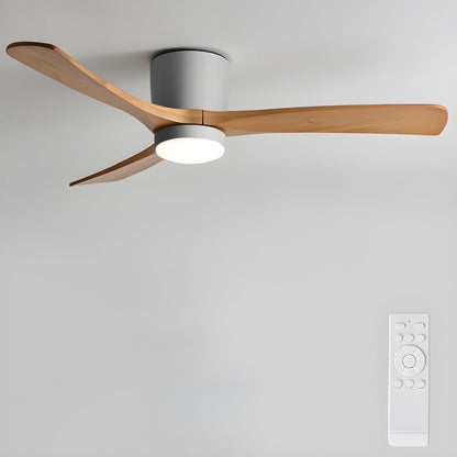 Moderner Deckenventilator aus Holz mit LED-Beleuchtung
