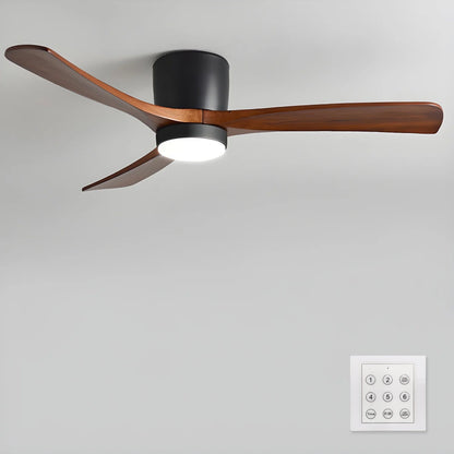 Moderner Deckenventilator aus Holz mit LED-Beleuchtung