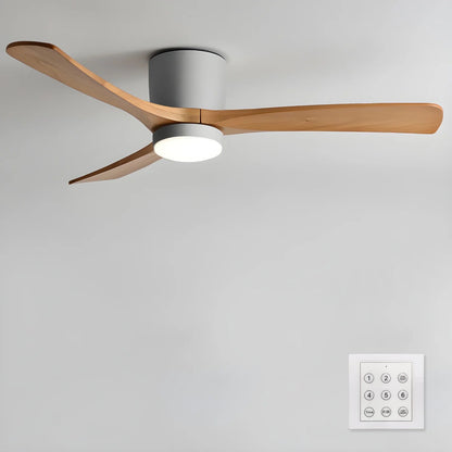 Moderner Deckenventilator aus Holz mit LED-Beleuchtung