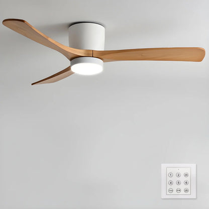 Moderner Deckenventilator aus Holz mit LED-Beleuchtung