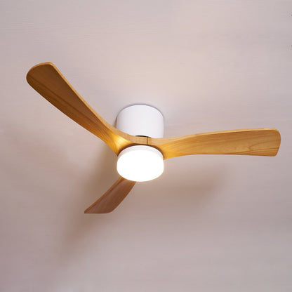 Moderner Deckenventilator aus Holz mit LED-Beleuchtung