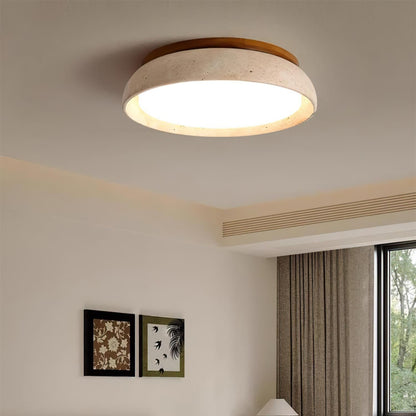 Moderne LED-Deckenleuchte aus Travertin
