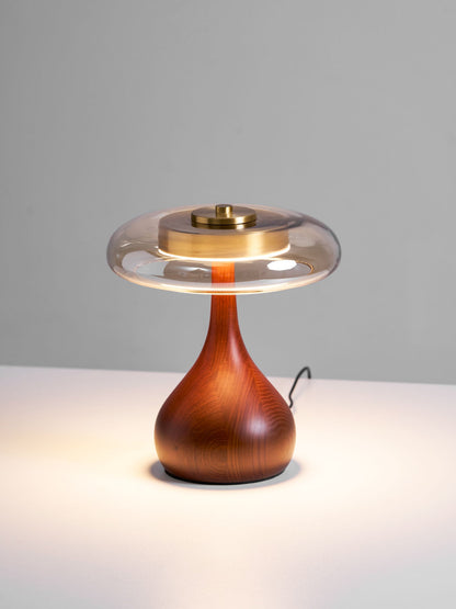 Quilven Walnussholz-Tischlampe im Mid-Century-Stil