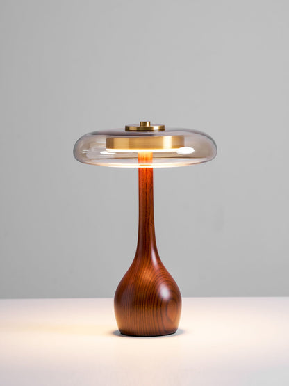 Quilven Walnussholz-Tischlampe im Mid-Century-Stil